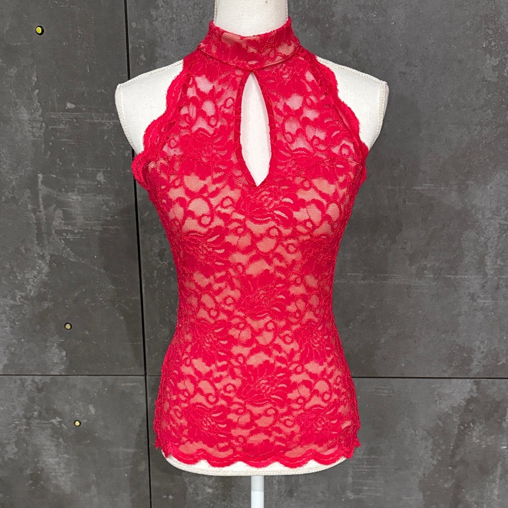 VENUS Vintage  Womens Red Top Lace halter Size S